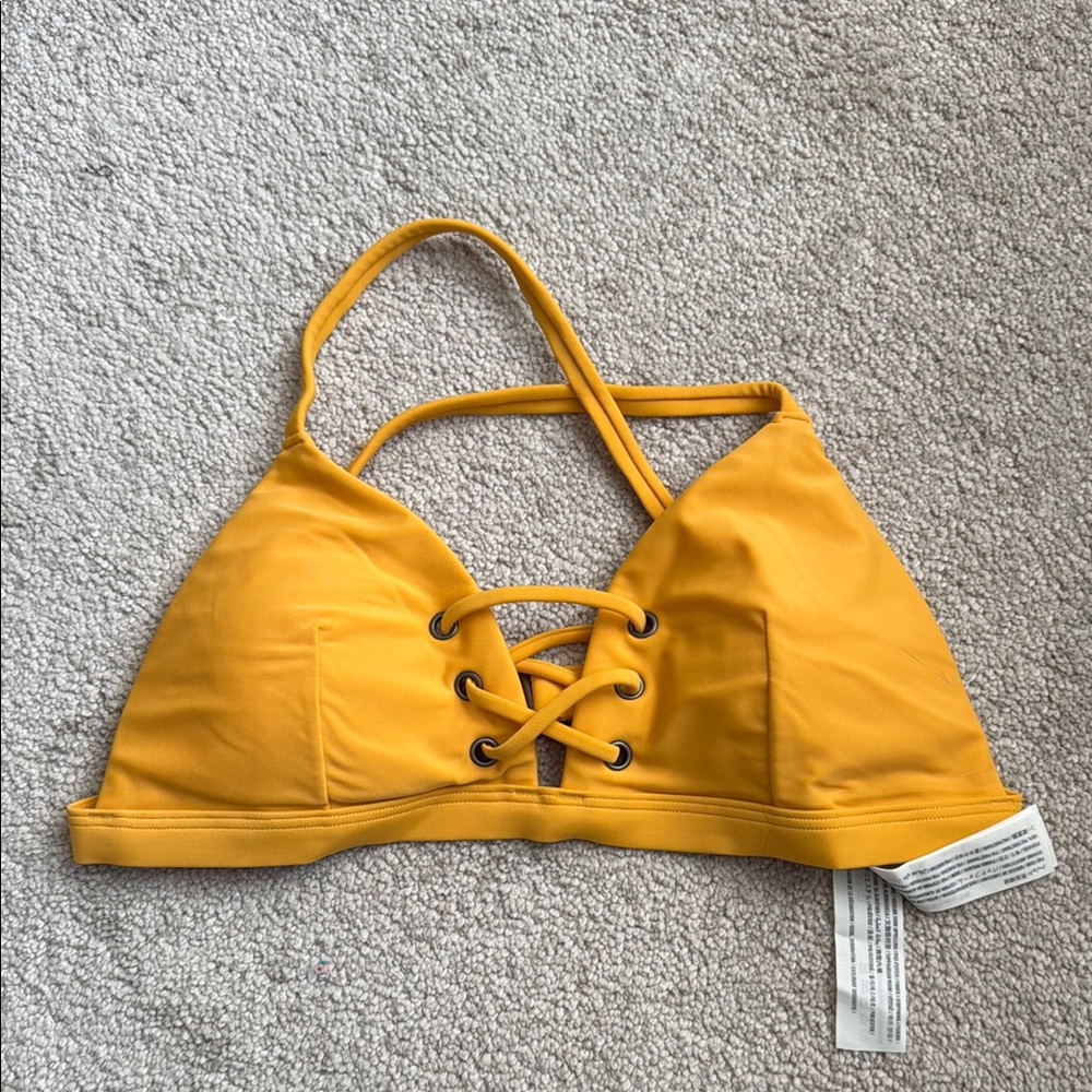 Hollister Mustard Lace-Up Bikini Top